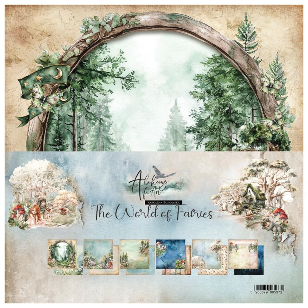 Alchemy of Art “The World of Fairies” 8x8 Scrapbook Paper Pack | 12 Double-Sided Sheets | Fantasy Floral Designs